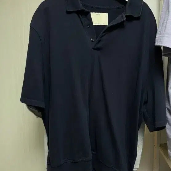 [BUNJANG] POTTERY Logo Collar T-Shirt Navy Size 2 / 포터리 카라티 2 네이비