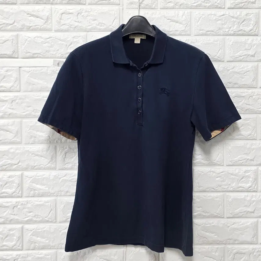 [BUNJANG] Burberry Navy Short-Sleeve Polo Shirt E736 / M 버버리 네이비 반팔 카라티 E736