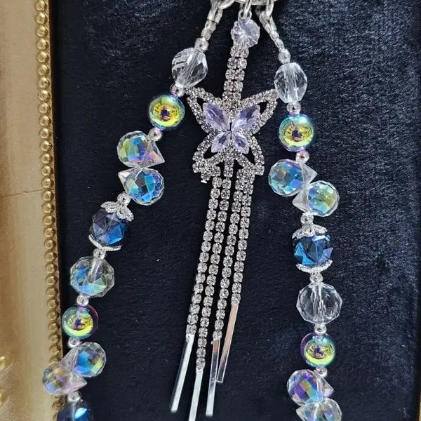 [BUNJANG] Butterfly Cubic Moonlight Keyring / 나비 큐빅 달빛 키링
