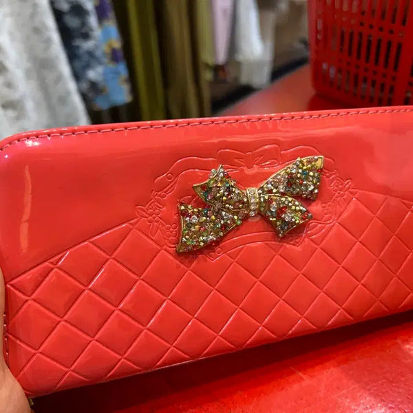 [BUNJANG] Enamel Cubic Ribbon Long Wallet / 애나멜 큐빅리본 장지갑 새상품