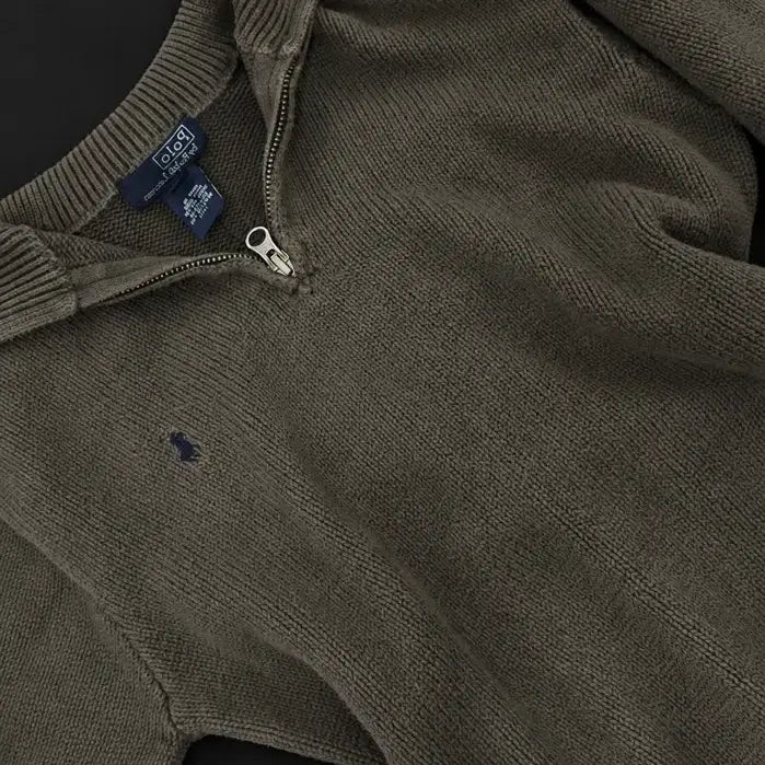 [BUNJANG] Polo Ralph Lauren Half Zip Knit Olive / 폴로 랄프로렌 하프 집업 니트 올리브
