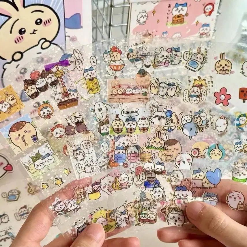 [BUNJANG] Chiikawa Transparent Sticker Set (10 Sheets) / 치이카와 투명 스티커 10장 2100원