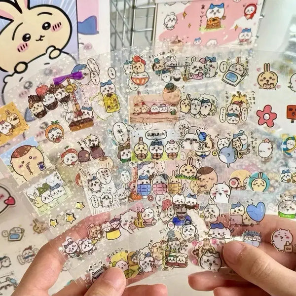 [BUNJANG] Chiikawa Transparent Sticker Set (10 Sheets) / 치이카와 투명 스티커 10장 2100원