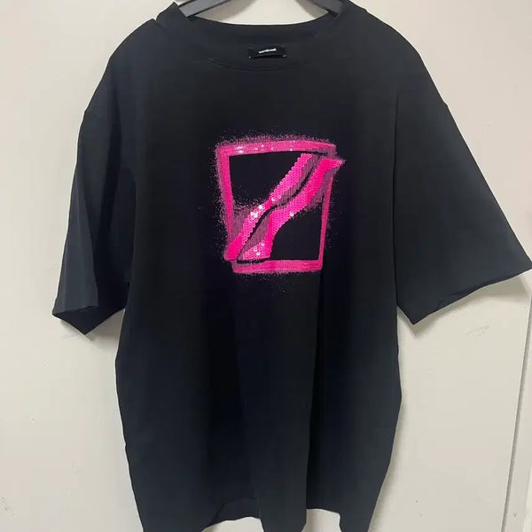 [BUNJANG] WE11DONE Pink Sequin Short Sleeve T-Shirt / WE11DONE 웰던 핑크 스팽킁 반팔