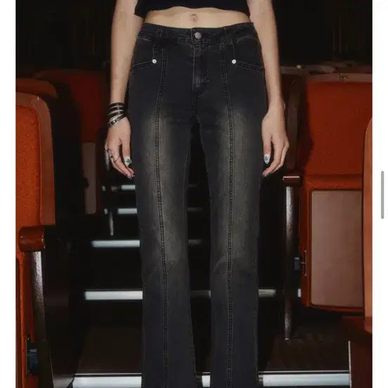 [BUNJANG] Helene Paris Washed Bootcut Denim Pants Grey / 헬레네파리스 워시드 부츠컷 데님 팬츠 그레이