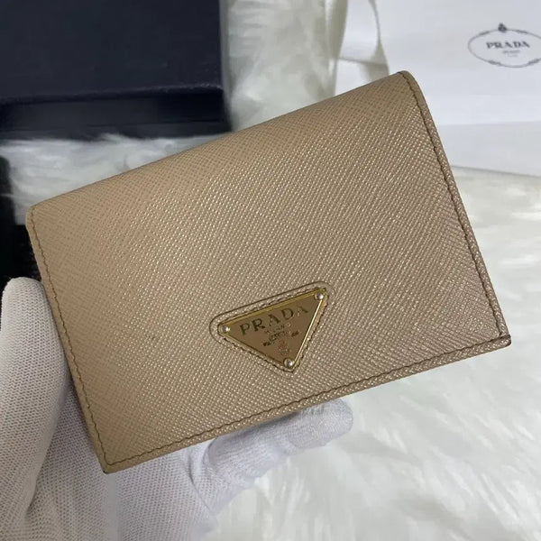 [BUNJANG] Prada Saffiano Card Holder Beige / [S급/정품] 프라다 사피아노 카드지갑 베이지