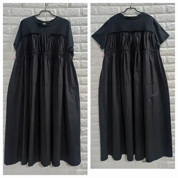 [BUNJANG] Plus Size Shirring Crinkled Dress / 빅사이즈 셔링바스락 원피스