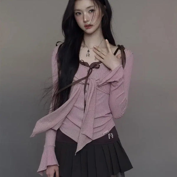 [BUNJANG] Nuellin Darling Twist Button Blouse - Pink / 뉴얼린 달링 트위스트 버튼 블라우스 핑크