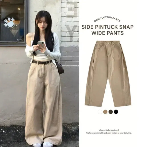 [BUNJANG] Jasmine Belle Beige Pintuck Wide Pants / 자스민벨 베이지 팬츠