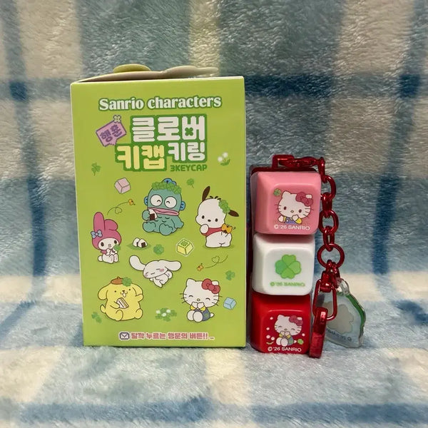 [BUNJANG] Sanrio Lucky Clover (Hello Kitty) Keycap Keychain (3-Hole) / 산리오 행운 클로버 (헬로키티) 키캡 키링 (3구)