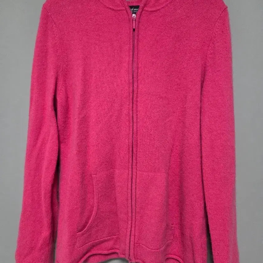 [BUNJANG] Pink Cashmere Zip-Up Hoodie / 핑크 캐시미어 후드 집업