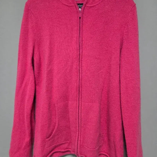 [BUNJANG] Pink Cashmere Zip-Up Hoodie / 핑크 캐시미어 후드 집업