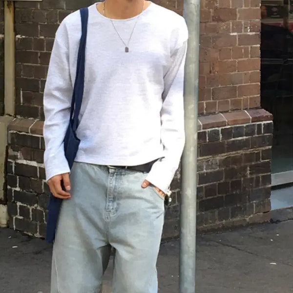 [BUNJANG] Men's Long Sleeve Cropped T-Shirt / 남자 롱슬리브 크롭 / 가을 긴팔티셔츠