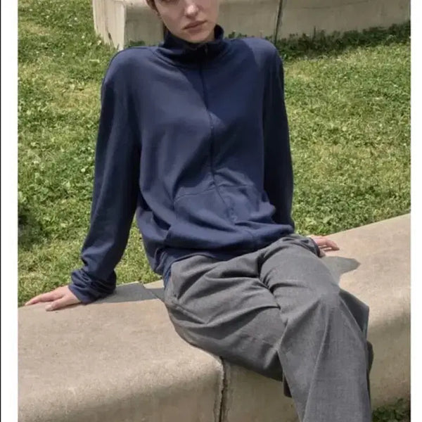 [BUNJANG] Meru Neck Zip-up Navy / 머듈 넥집업 3사 판매!(네이비)