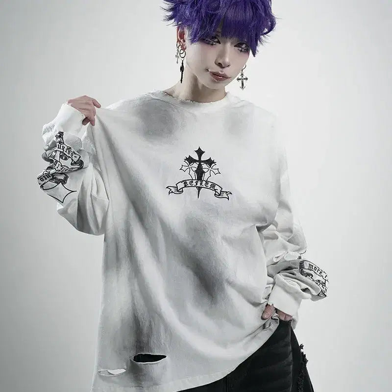 [BUNJANG] REFLEM Cross Embroidery T-Shirt / REFLEM 레플렘 크로스 자수 티셔츠