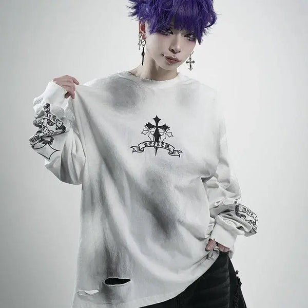 [BUNJANG] REFLEM Cross Embroidery T-Shirt / REFLEM 레플렘 크로스 자수 티셔츠