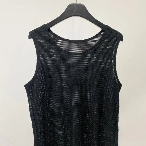 [BUNJANG] Vintage Pattern Mesh Sleeveless Top / 빈티지 패턴 매쉬 슬리브리스