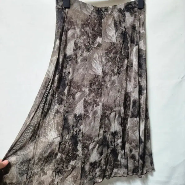 [BUNJANG] Pleated Floral Chiffon Long Skirt - Size S / 플리츠 꽃무늬 쉬폰 스커트 S
