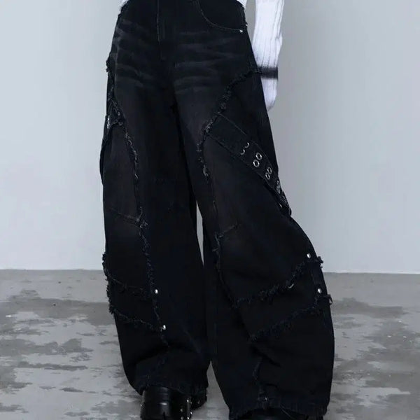 [BUNJANG] REFLEM Barrel Leg Belt Wide Denim Pants / REFLEM 레플렘 배럴 레그 벨트 와이드 데님 팬츠