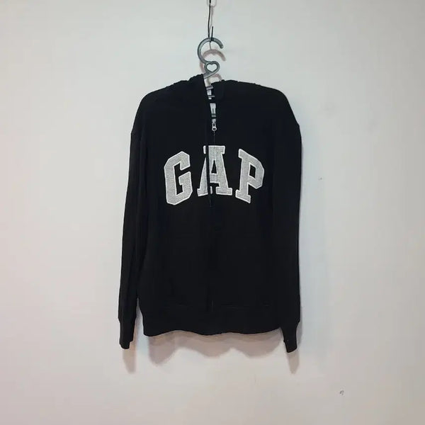 [BUNJANG] GAP Logo Hooded Zip-Up Black / GAP 로고 후드집업 블랙