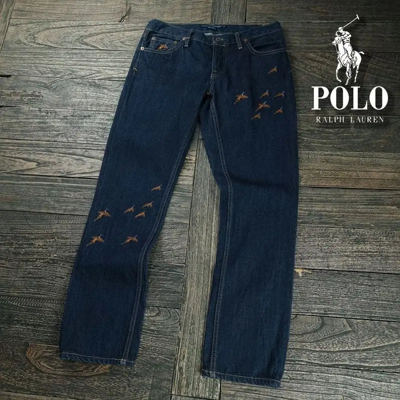[BUNJANG] Polo Ralph Lauren Multi-Embroidery Denim Pants / 폴로 랄프로렌 멀티 자수 데님 팬츠 청바지 M22285