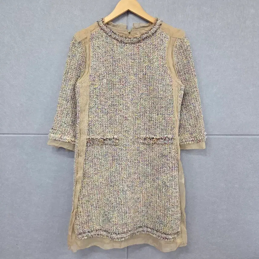 [BUNJANG] MINE Silk Colorblock Tweed Dress / MINE 마인 실크 배색 트위드 원피스