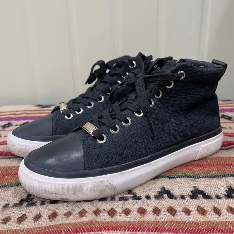 [BUNJANG] Calvin Klein High-Top Black Sneakers / 캘빈클라인 하이탑 블랙 스니커즈 230 X03387