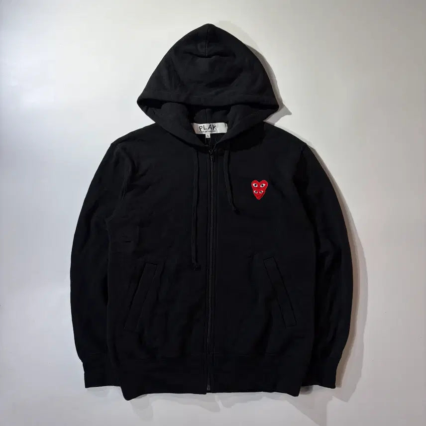 [BUNJANG] Comme des Garçons PLAY Double Heart Hoodie Zip-Up / 꼼데가르송 플레이 블랙 더블하트 후드 집업