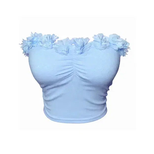 [BUNJANG] Floral Sleeveless Tube Top / 플라워 나시 민소매 튜브탑 로맨틱 파티룩