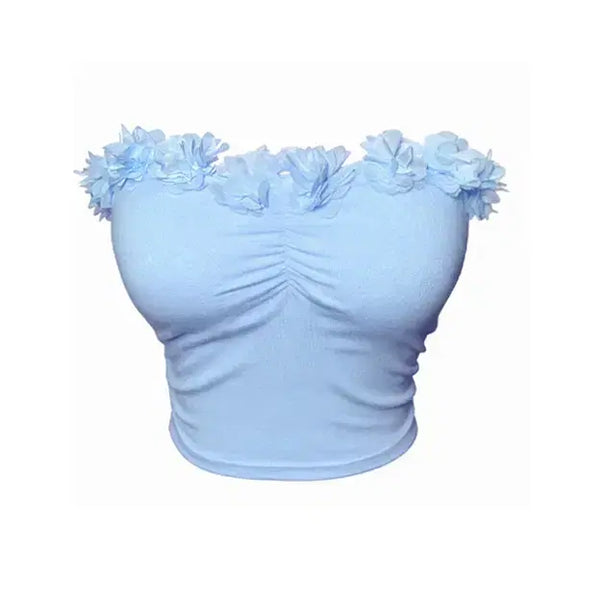 [BUNJANG] Floral Sleeveless Tube Top / 플라워 나시 민소매 튜브탑 로맨틱 파티룩