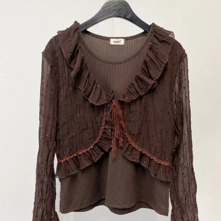 [BUNJANG] Vintage OPTI Sequin Detail Layered Top / 빈티지 OPTI 시퀸 디테일 레이어드 탑