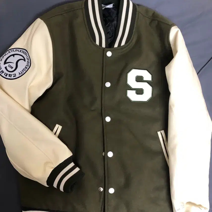 [BUNJANG] Sungkyunkwan University Elzam Varsity Jacket / 성균관대학교 과잠 엘잠 올리브