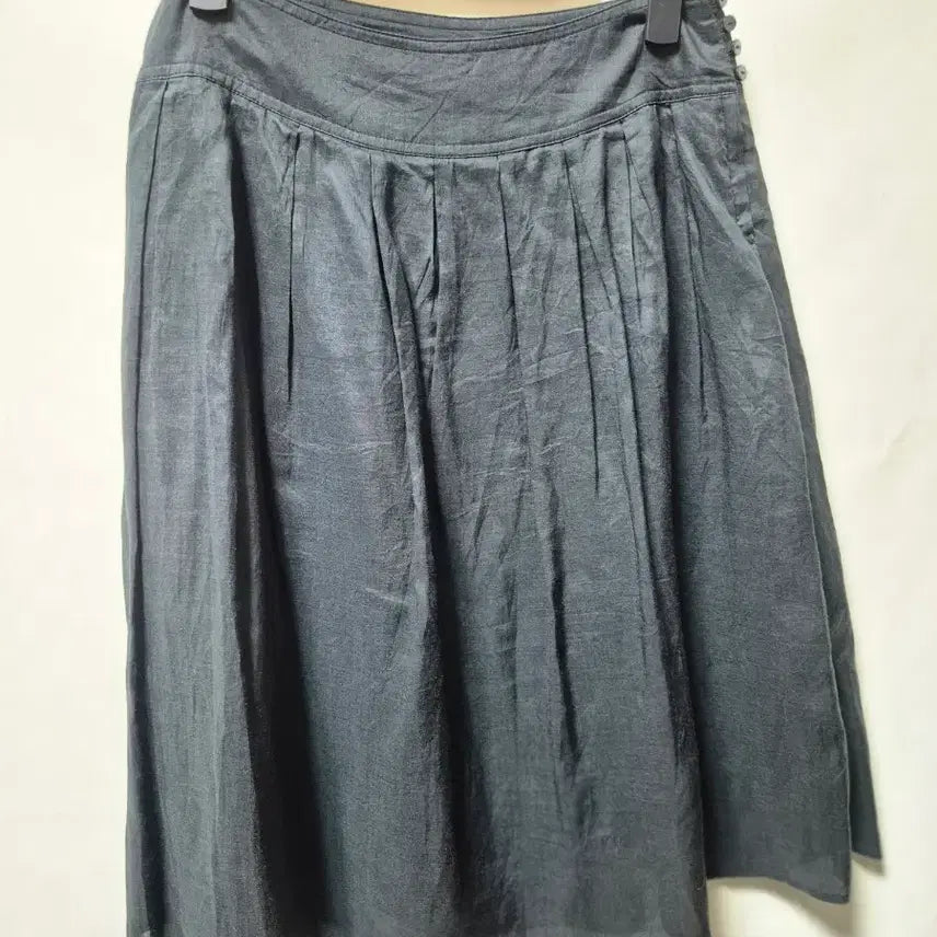 [BUNJANG] Pleated Linen Midi Skirt Size 26 / 플리츠 린넨 미디스커트 26