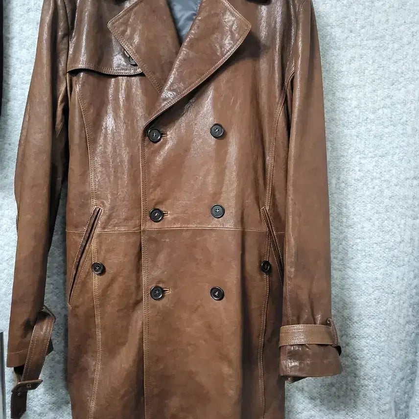 [BUNJANG] Comodo Lambskin Trench Coat Brown / Comodo 양가죽 트렌치 코트 브라운
