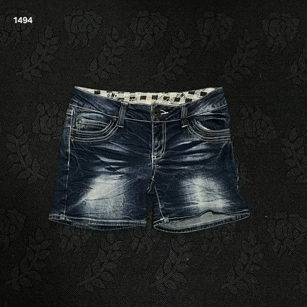 [BUNJANG] JPV Washed Dark Blue Denim Shorts (Size 64-91) / JPV 워싱 진청 여성 쇼츠 64-91