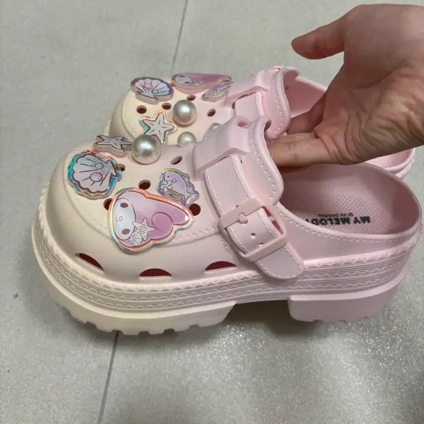 [BUNJANG] My Melody Pink Platform Crocs (230) / 마이멜로디 핑크 통굽 크록스 230