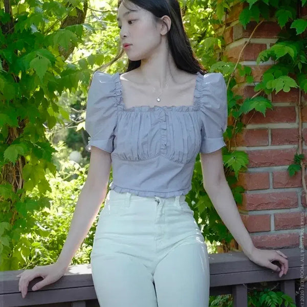 [BUNJANG] FLOUM Summer Chichi Blouse Sky Blue S Size / [플로움] summer chichi blouse (sky blue / S사이즈)