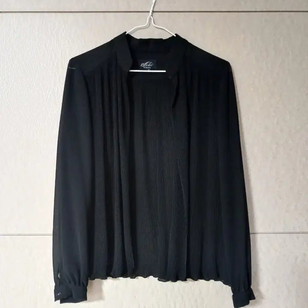 [BUNJANG] Black Chiffon Pleated Cardigan / 블랙 쉬폰 주름 가디건