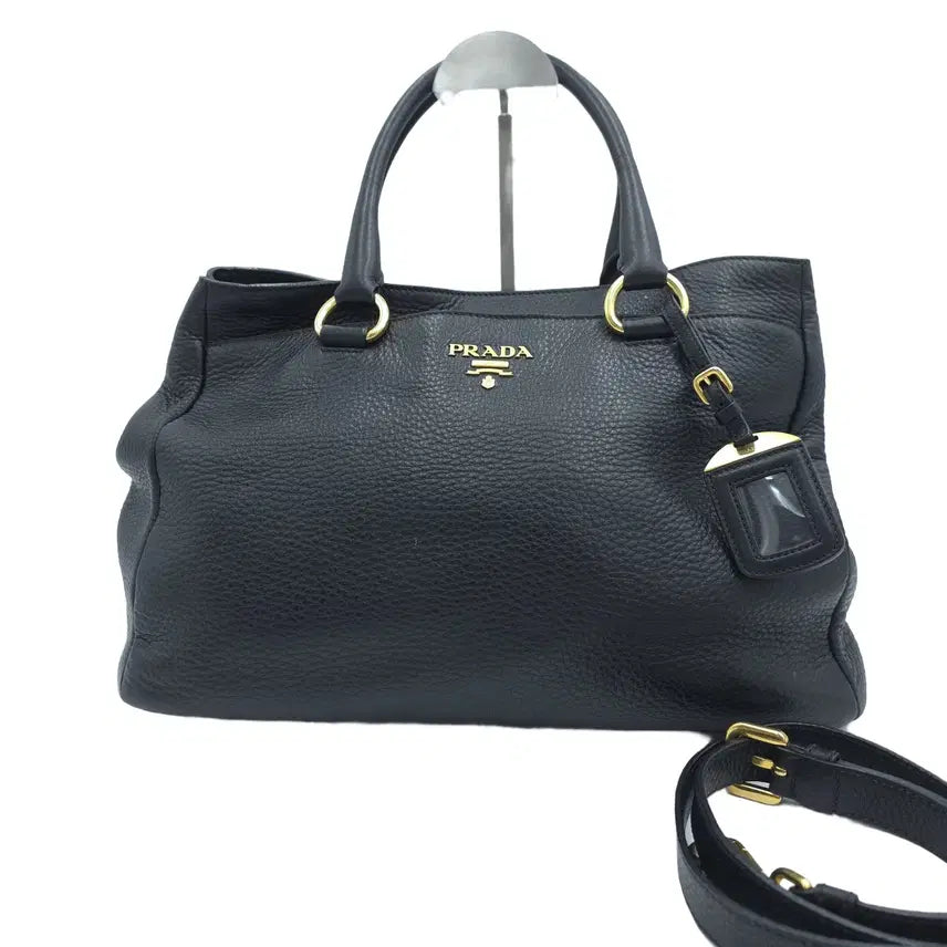[BUNJANG] Prada Vitello Daino Tote Shoulder Bag BR4393 Black Grain Leather / 프라다 비텔로 다이노 토트백 숄더백 BR4393 가방