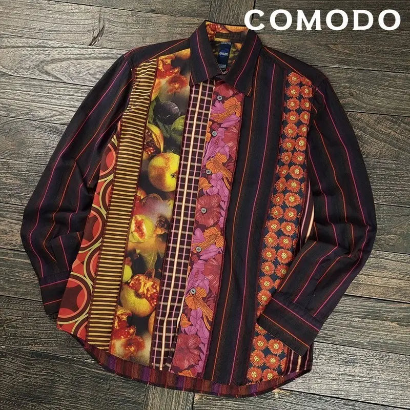 [BUNJANG] COMODO Vintage Pattern Stripe Shirt XL / 코모도 빈티지 패턴 스트라이프 셔츠 M22287