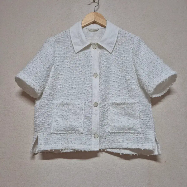 [BUNJANG] One Point Tweed Short Sleeve Jacket / 반팔 트위드 자켓