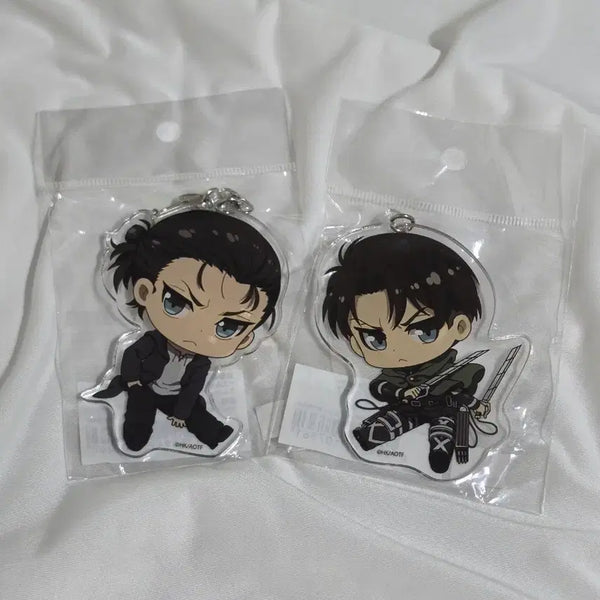 [BUNJANG] Attack on Titan Eren & Levi Acrylic Keychain Bundle Set / [미개봉] 진격의거인 진격거 에렌 리바이 아크릴 키링 정품 일괄 에레리 정가이하
