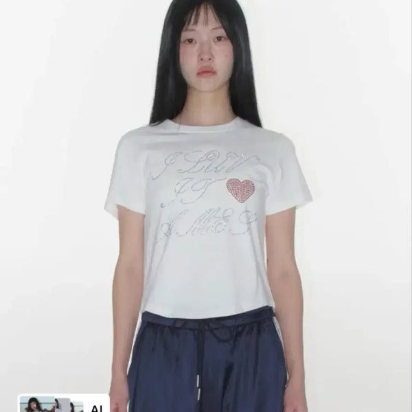 [BUNJANG] AMES HOTFIX CROP TEE WHITE / 아메스 AMES HOTFIX CROP TEE WHITE
