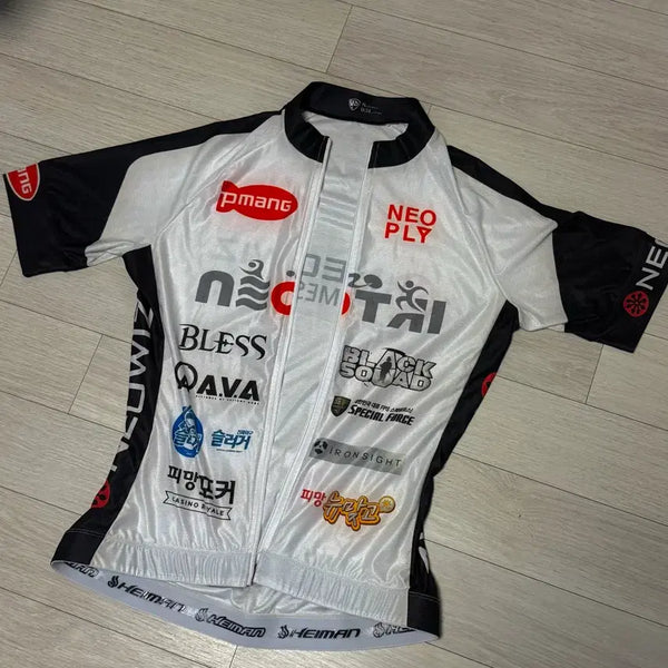 [BUNJANG] Cycling Short Sleeve Jersey White/Black / 싸이클 자전거 반팔 져지 (95)