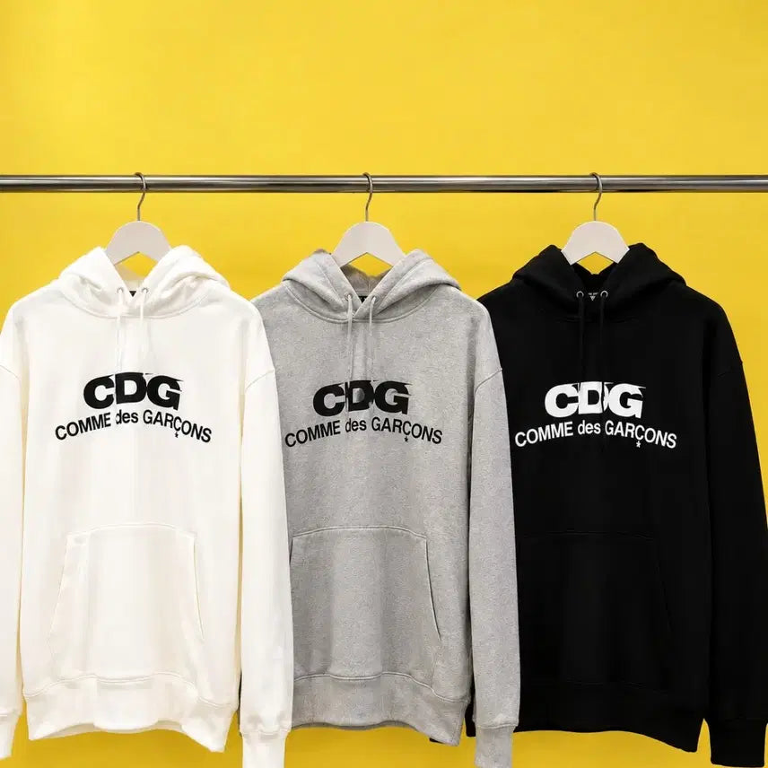 [BUNJANG] Comme des Garçons CDG Logo Hoodie Black/Grey/White / CDG 꼼데가르송 로고 후드티 블랙/화이트/그레이