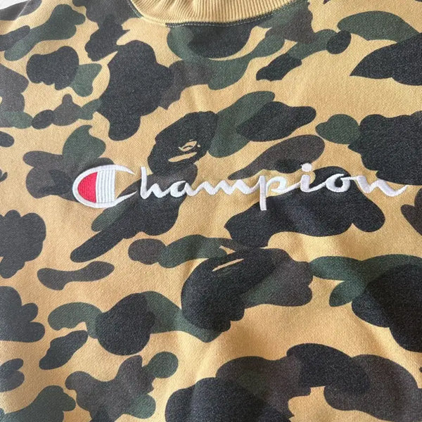 [BUNJANG] Bape x Champion Crewneck Sweatshirt (L) / [L사이즈 정품]베이프 x champion황계 맨투맨