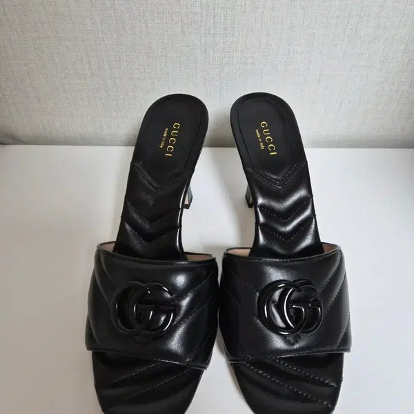 [BUNJANG] Gucci Marmont Matelassé Sandals Black / 구찌 마몽 마틀라세 샌들 블랙 37.5