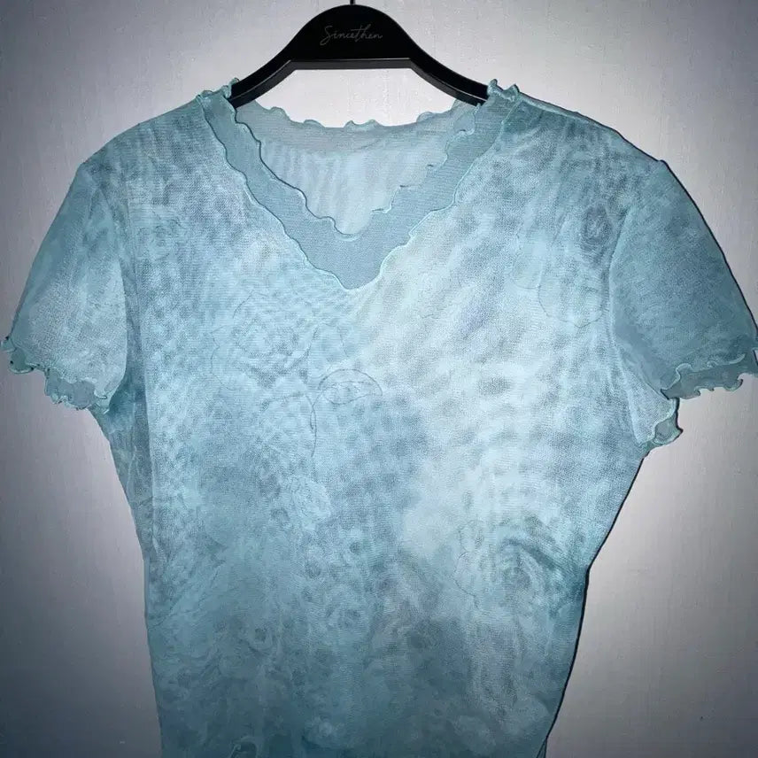 [BUNJANG] Vintage See-Through Blouse Mint / 빈티지 시스루 블라우스 민트