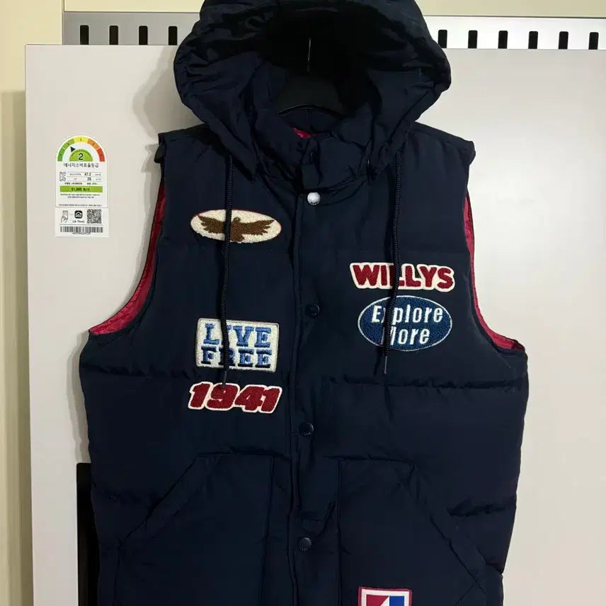 [BUNJANG] Jeep Down Padded Vest Navy Size 95 / 지프 와펜 덕다운 네이비 패딩 조끼 95 사이즈