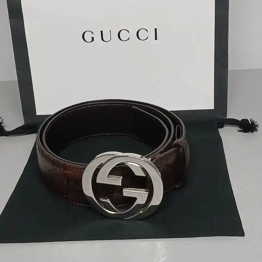 [BUNJANG] Gucci Interlocking G Buckle Brown Belt 90 / 구찌 인터로킹 G 버클 브라운 벨트 90 정품